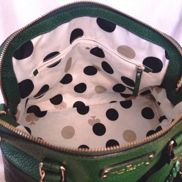 Kate Spade Lg Maise Bowler Satchel in Bottle/Black EUC + NEW Coin Purse/Straps - Picture 14 of 15